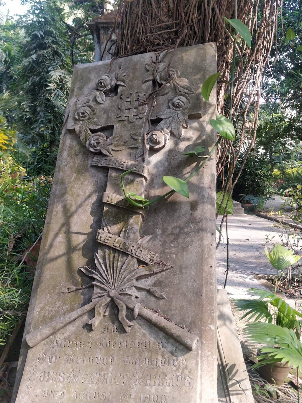 "Beloved" — the last word still legible before the jungle finishes its work